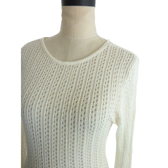 Swimsuit Crochet Cover Up Knit Swimwear Long Sleeve Drawstring Beach Dress - Picture 6 of 8